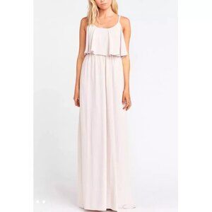Show Me Your Mumu Caitlin Ruffle Maxi Dress OATMEAL Color Size Medium
